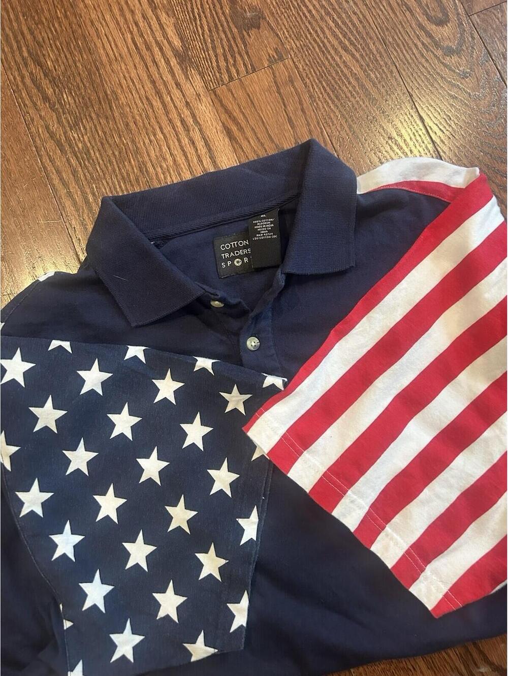 Cotton Traders Shirt Mens Size XL American Flat Polo Cotton Short Sleeve
